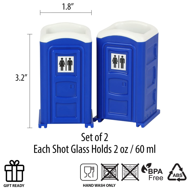 [Australia - AusPower] - Porta Potty Shot Glasses, Funny Shotglasses, Bathroom Humor Gag Gift, Set of 2, 2 Oz 
