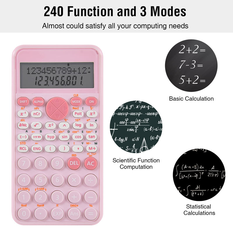 [Australia - AusPower] - EooCoo 2-Line Standard Scientific Calculator, Portable and Cute School Office Supplies, Suitable for Primary School to College Student Use - Pink Scientific Pink 