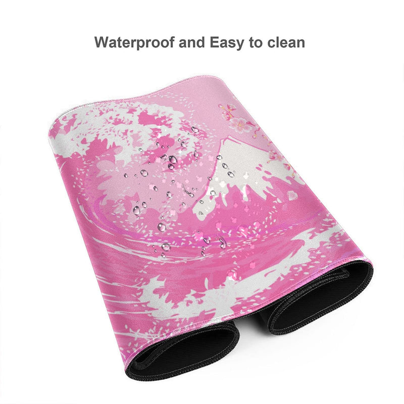 [Australia - AusPower] - Pink Japanese Wave Cherry Blossom Gaming Mouse Pad XL, Large Non Slip Rubber Mousepad, Stitched Edges Desk Pad, Long Extended Mice Pad,31.5'' X 11.8'' Pink Japanese Wave Cherry Blossom 