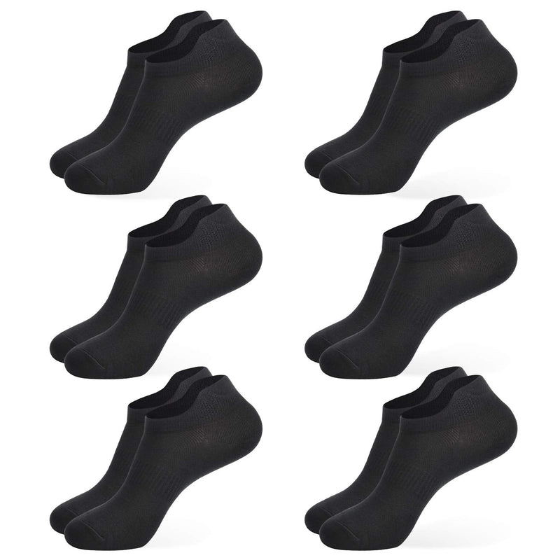[Australia - AusPower] - Women's Ankle Athletic Running Socks-Denisy White Soft Low Cut Sports Tab Socks Black for US Shoe Size 6-9/9-11 (6 Pairs) Black (6 Pairs) 