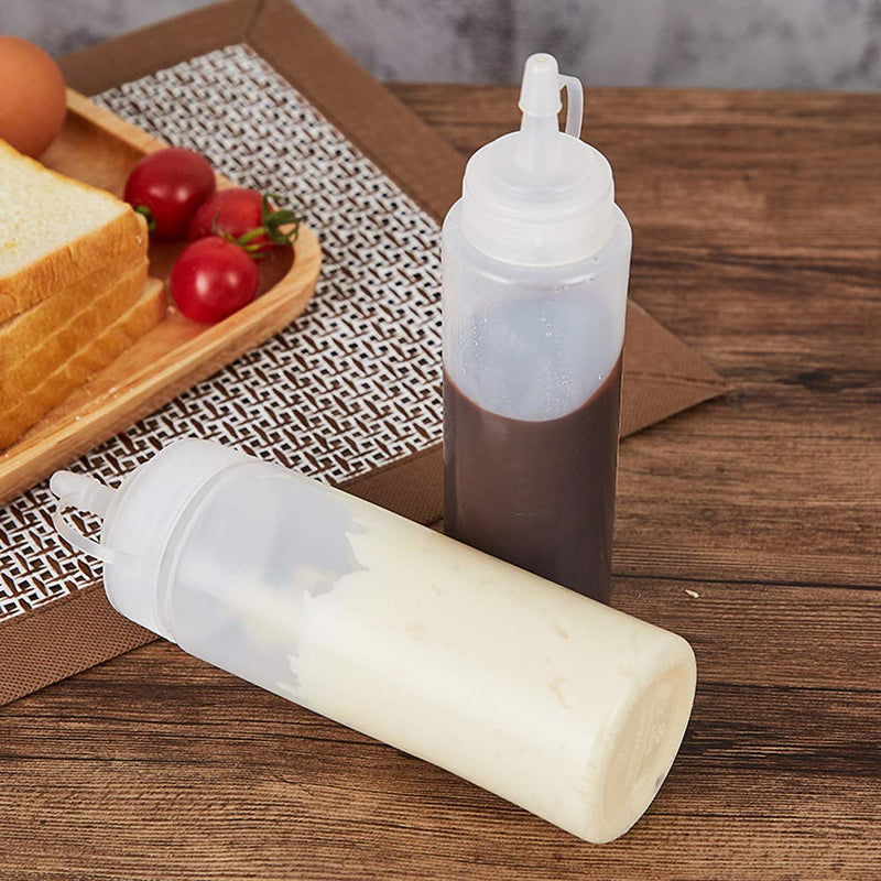 [Australia - AusPower] - 1 Piece Plastic Squeeze Bottle Plastic Squeeze Condiment Bottle Ketchup BBQ Sauce Dispensing Bottle with Twist On Cap Lids for Sauce Ketchup Craft Paint(12 Oz, White) 