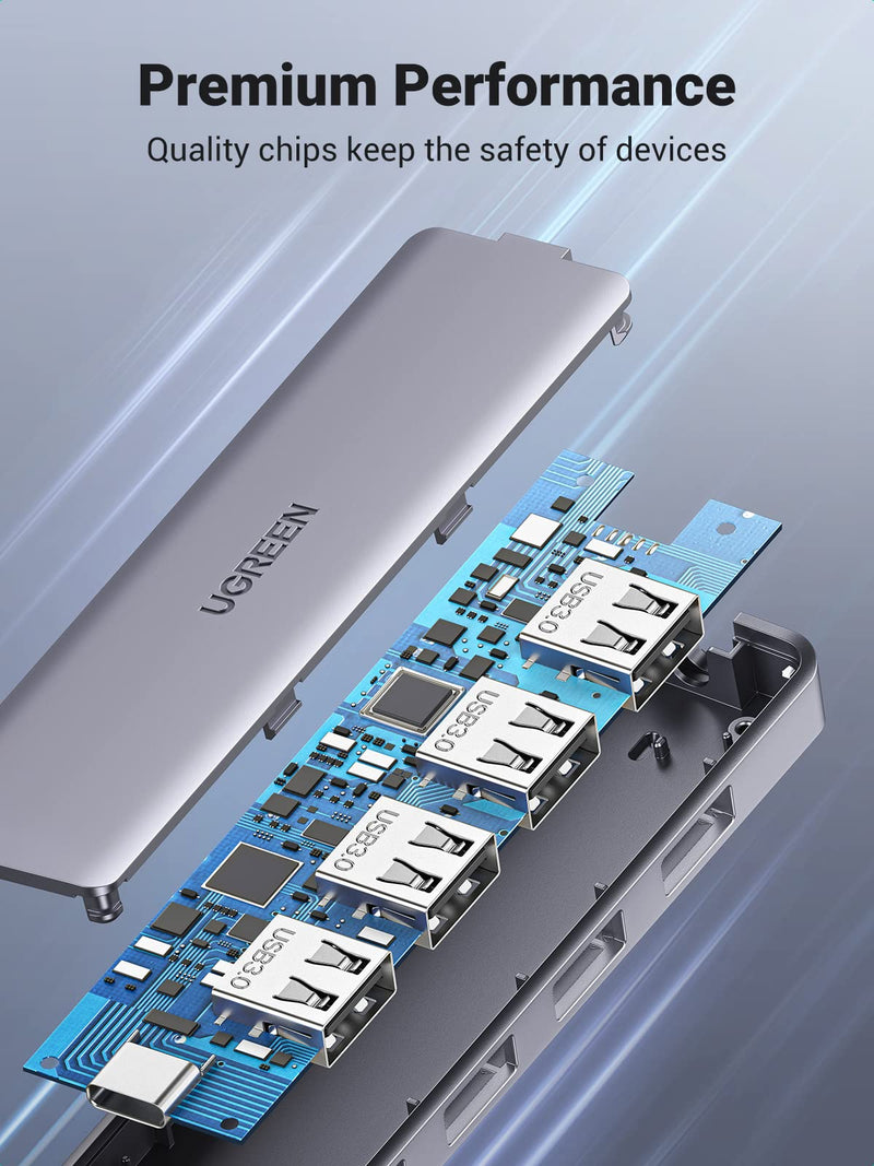 [Australia - AusPower] - UGREEN USB C Hub 4 Ports USB 3.1 Type C to USB 3.0 Hub Adapter with Micro USB for MacBook Pro, iMac, Samsung Galaxy S21 S20, LG, Google Chromebook Pixelbook, Dell XPS, Oculus Rift S, Lenovo Yoga 720 