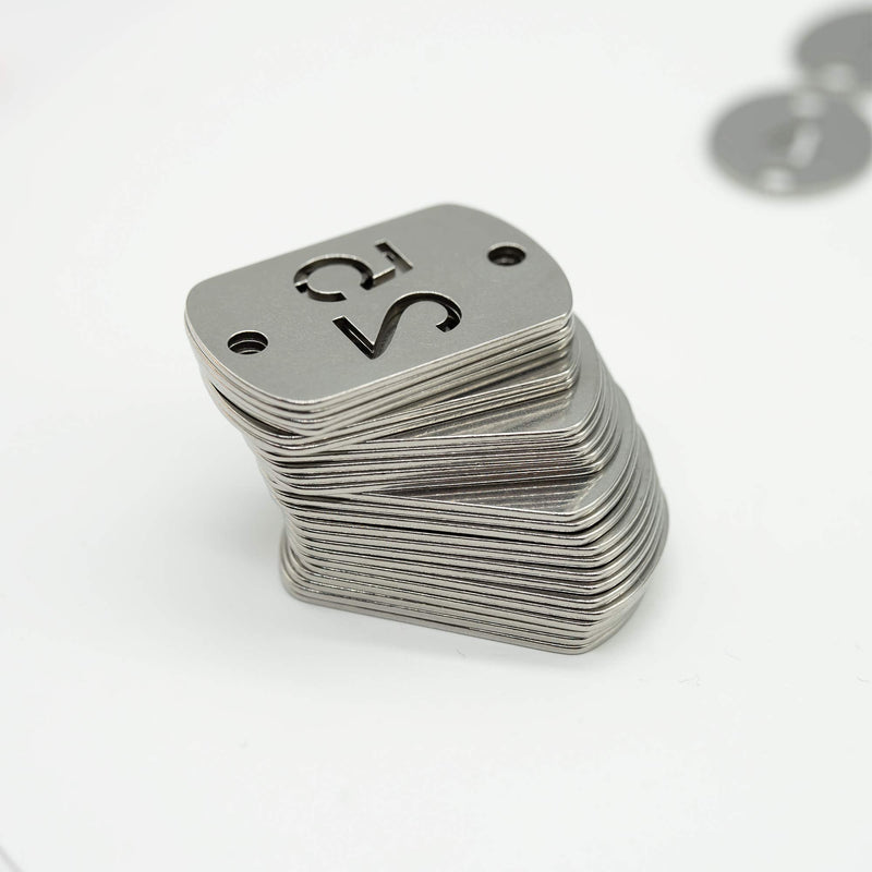 [Australia - AusPower] - StayMax Rectangular Hollowed Stainless Steel Number Tags Key Tags with Two Holes (1-10) 1-10 