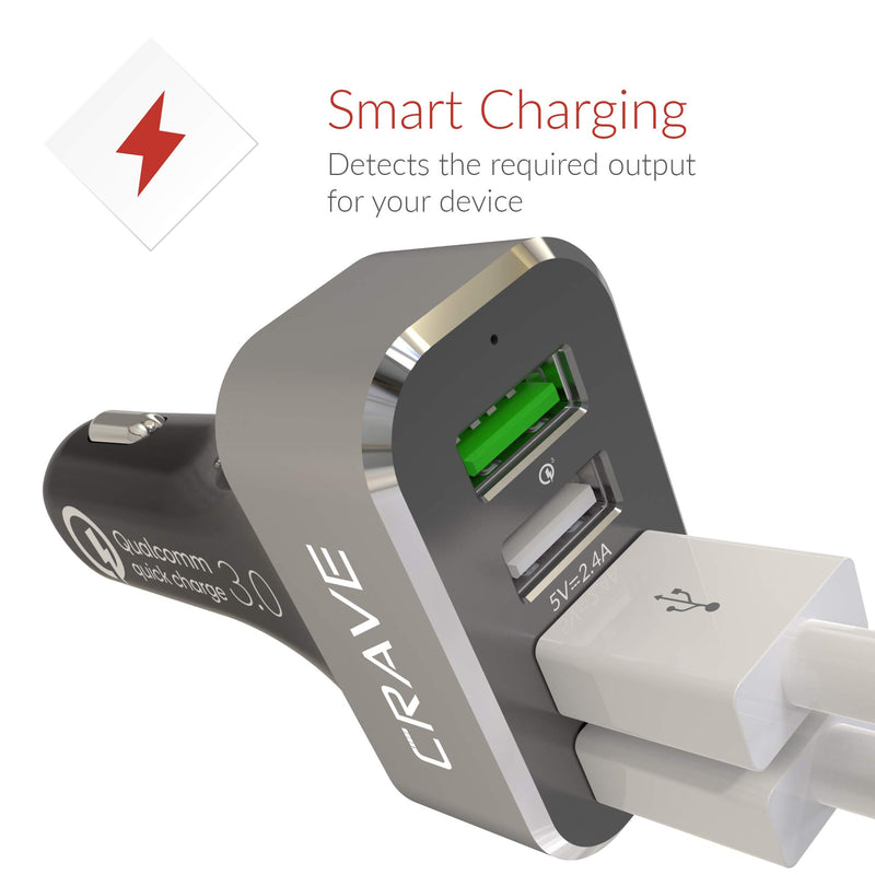 [Australia - AusPower] - Crave CarHub 54W 4 Port USB Car Charger, Qualcomm Quick Charge 3.0 - Black 