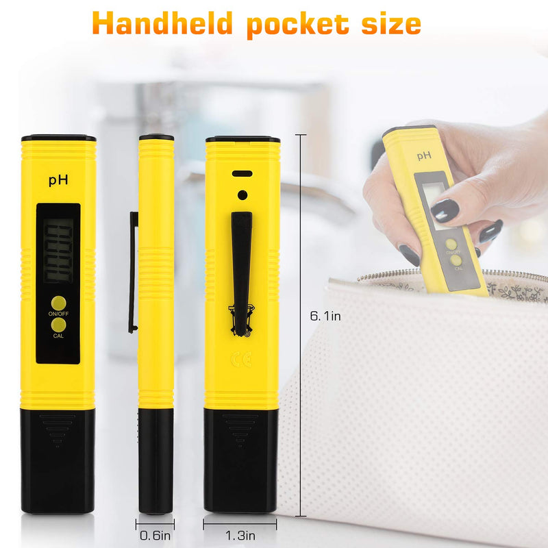 [Australia - AusPower] - PH Meter for Water Hydroponics Digital PH Tester Pen 0.01 High Accuracy Pocket Size with 0-14 PH Measurement Range for Household Drinking, Pool and Aquarium (Yellow) Yellow 