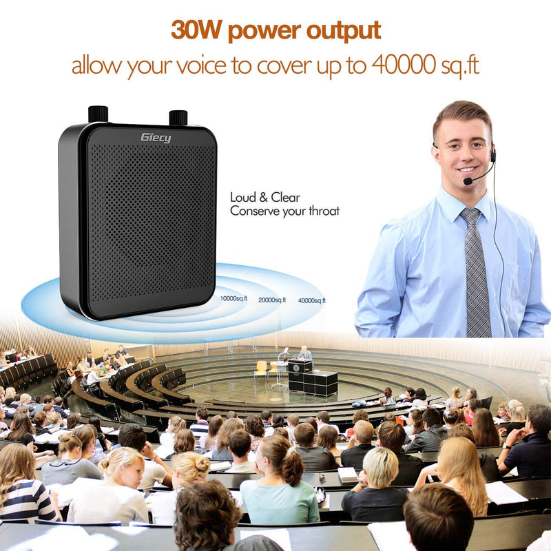 [Australia - AusPower] - Giecy Portable 30W Voice Amplifiers 2800mAh Large Capacity Rechargeable Battery Bluetooth PA Sytem for Classroom, Meetings and Outdoors voice amplifier 1 