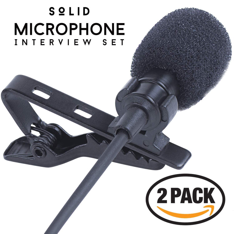 [Australia - AusPower] - Clip On Lavalier Lapel Microphone 2 Pack Set - iPhone & Android Compatible 