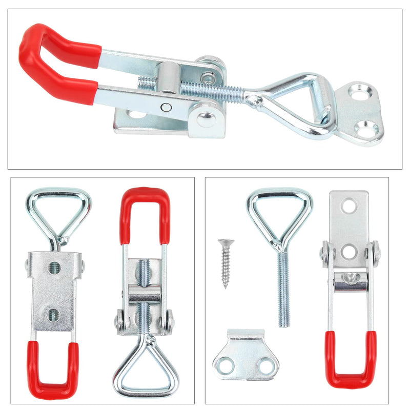[Australia - AusPower] - Favordrory 4 Pack Toggle Latch Clamp, Pull Latch, Adjustable Toggle Clamp Latch, Heavy Duty Toggle Latch, 150Kg 330Lbs Holding Capacity (16 Pieces Screws and a Screwdriver) 