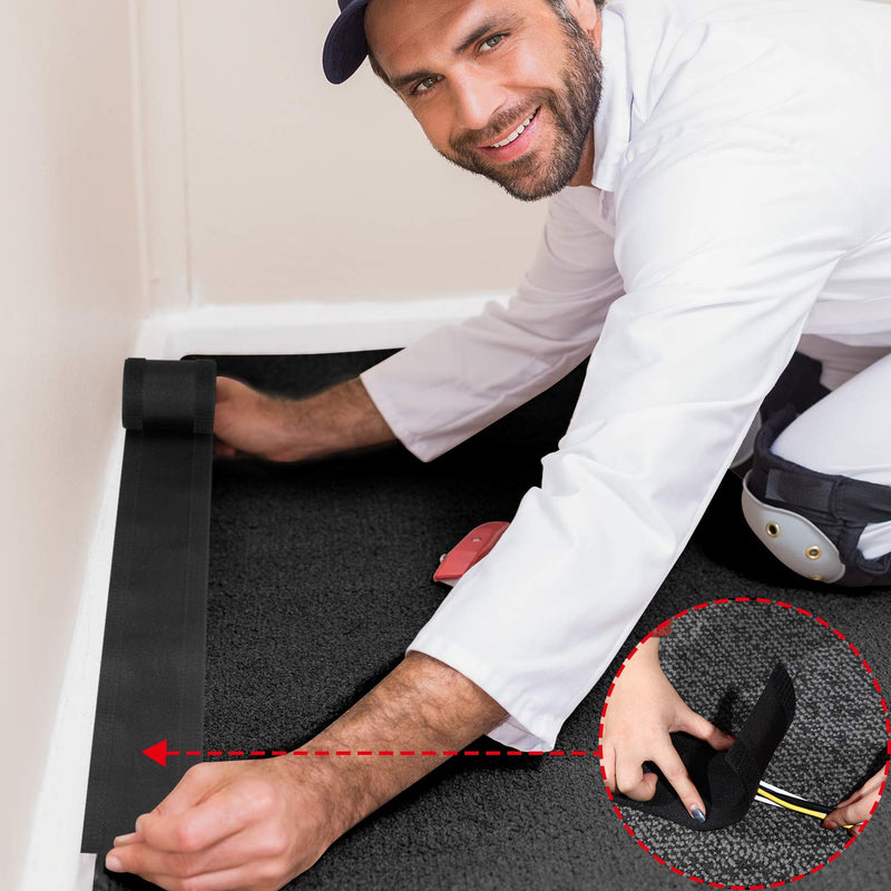 [Australia - AusPower] - Cable Grip Floor Cable Cover Cords Cable Protector Cable Management Only for Commercial Office Carpet (Black, 2 Pieces) Black 