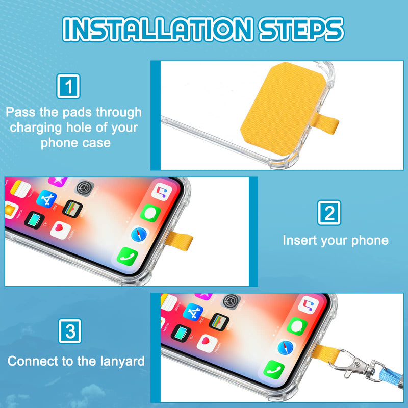 [Australia - AusPower] - 12 Pieces of Phone Lanyard Patch Gift Universal Cell Phone Tether Tab Safety Tether Connector with Adhesive Compatible with Most Smartphones for Phone Strap Shopping Cycling Travelling Hiking 