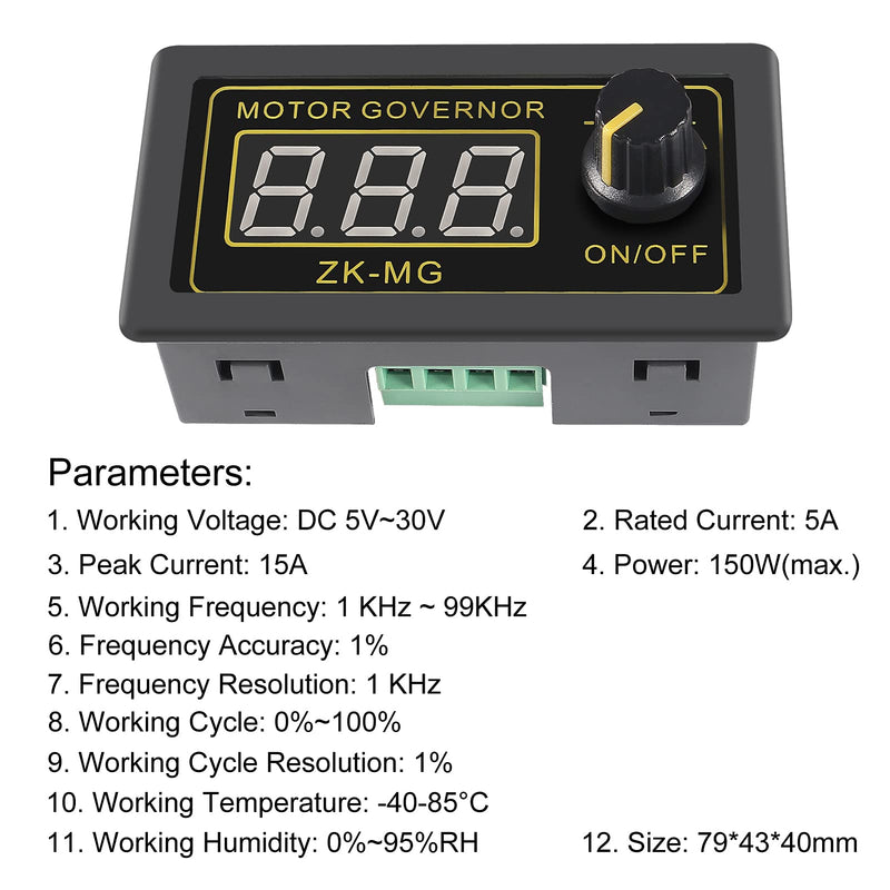 [Australia - AusPower] - UMLIFE Motor Speed Controller PWM DC 5V 12V 24V 150W Adjustable Speed Regulator with Stepless Variable Rotary Switch PWM Signal Generator Driver Module with Digital Display 