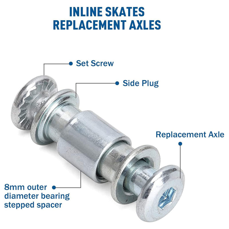 [Australia - AusPower] - Still Awake Inline Skate Axle Spacer Screw Replacement, Aluminum Alloy Rollerblade Skate Wheel Bearing Spacer, Roller Skate Replacement Accessories with Axle & Axles Screws & Wrench 6mm Axle + 6mm Frame Spacer + 8mm Wheel Spacer 