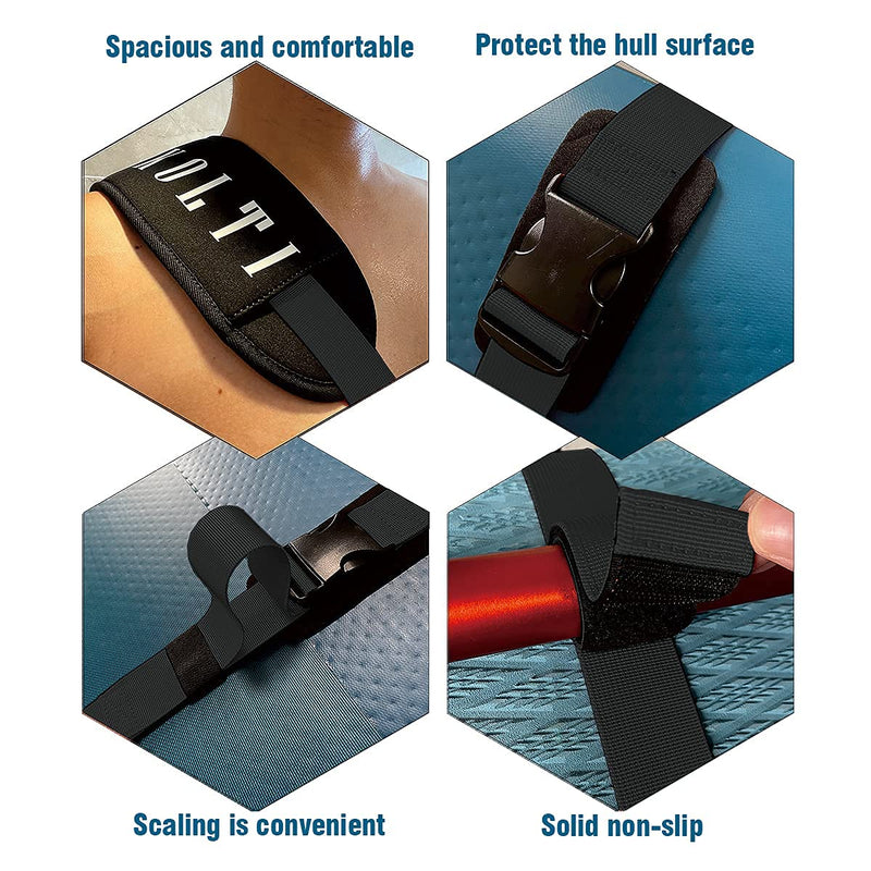 [Australia - AusPower] - Kolti Paddle Board Carry Strap, Adjustable Heavy-Duty SUP Carrying Support Strap for Surfboard Stand Up Paddleboard Canoe Longboard Carry Belt Paddle Board Accessories Black 