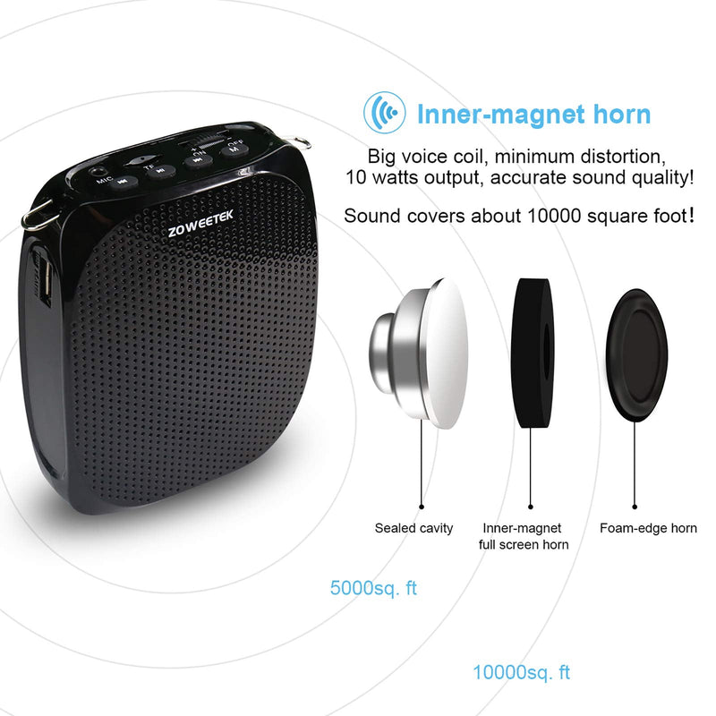 [Australia - AusPower] - ZOWEETEK Portable Rechargeable Mini Voice Amplifier with Wired Microphone Headset and Waistband, Supports MP3 Format Audio for Teachers, Singing, Coaches, Training, Presentation, Tour Guide 