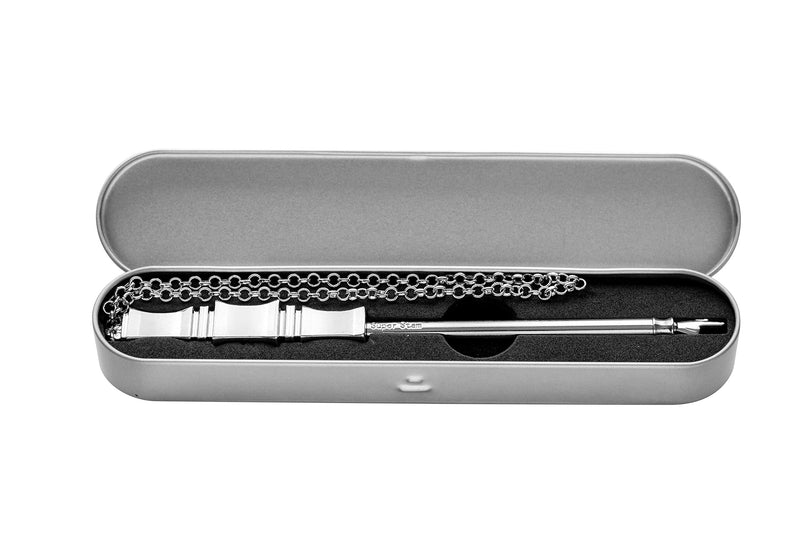 [Australia - AusPower] - SUPER STAM Torah Book Pointer Yad Hand Pointer Silver Finish in Metal Gift Box Great bar bat Mitzvah Gift 17 cm with a 20cm Bead Charm 