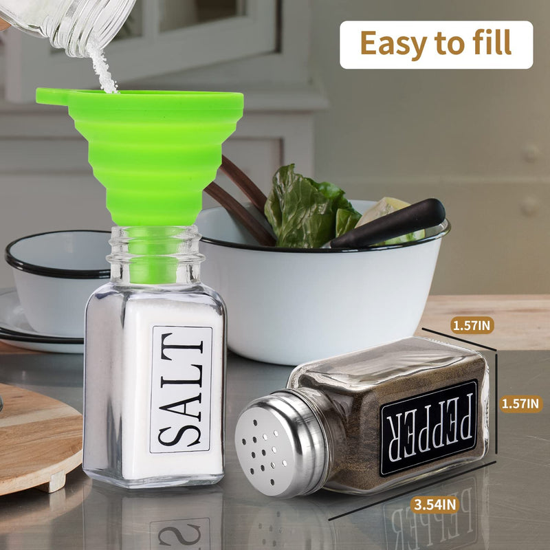 [Australia - AusPower] - Glass Salt and Pepper Shakers Set Small,DWTS Farmhouse Salt and Pepper Shakers Cute with Stainless Steel Lid-"Salt"and" Pepper" Font Label Design,Waterproof Unique Design,Best Kitchen Decoration 1.57*1.57*3.54 in 