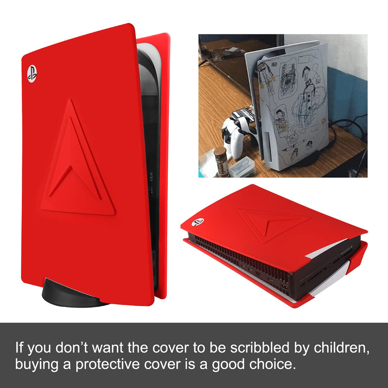 [Australia - AusPower] - Eyglo PS5 Console Silicone Cover-Anti-Dust Skin for Sony Playstation 5 Console Disc Edition, PS5 Console Repalcement Shell Plate Protector Anti-Scratch and Shockproof (Red) Red 