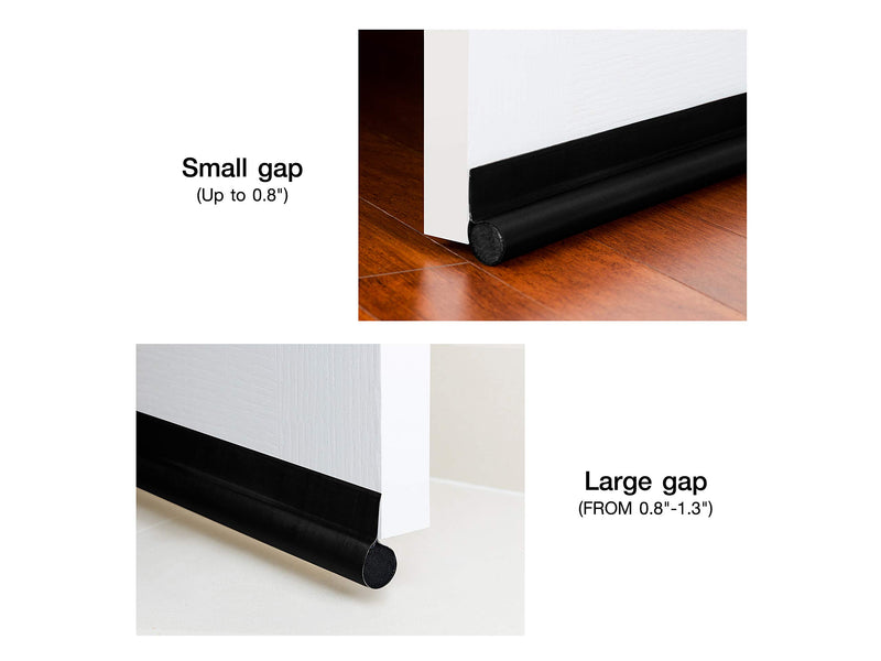 [Australia - AusPower] - deeTOOL MAN Door Draft Stopper 36" : One Sided Door Insulator with Hook and Loop Self Adhesive Tape Seal Fits to Bottom of Door/Under Door Draft Stopper(Black) 2.5"Height X 36"Length X 1"Width Black 