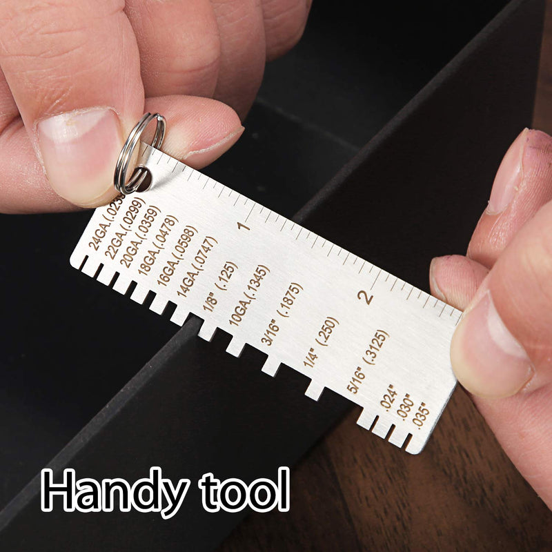 [Australia - AusPower] - ZeeDix 2 Pcs Stainless Steel Metal Sheets Welding Thickness Gauge- Wire Gauge Measurement Tool, Standard Dual-Sided Round Wire Cable Sheet Gage and Wire Welding Material Thickness Gauge 1 