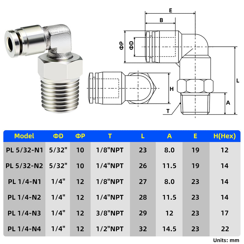[Australia - AusPower] - TAILONZ PNEUMATIC 304 Stainless Steel Male Elbow - 1/4 Inch Tube OD x 1/4 Inch NPT Thread Push to Connect Tube Fitting PL-1/4-N2 (Pack of 2) 1/4''OD 1/4''NPT 
