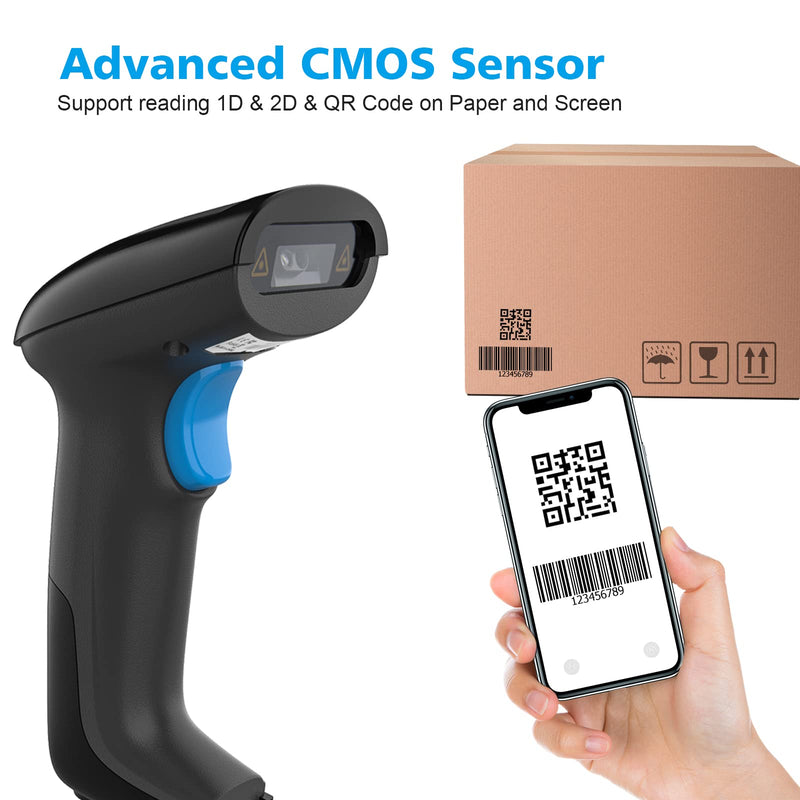 [Australia - AusPower] - REALINN USB 2D QR Barcode Scanner Wired, Automatic Handheld Code Reader Dustproof Waterproof Shockproof Plug and Play Fast and Precise for Mobile Payment, Store, Supermarket, Warehouse 