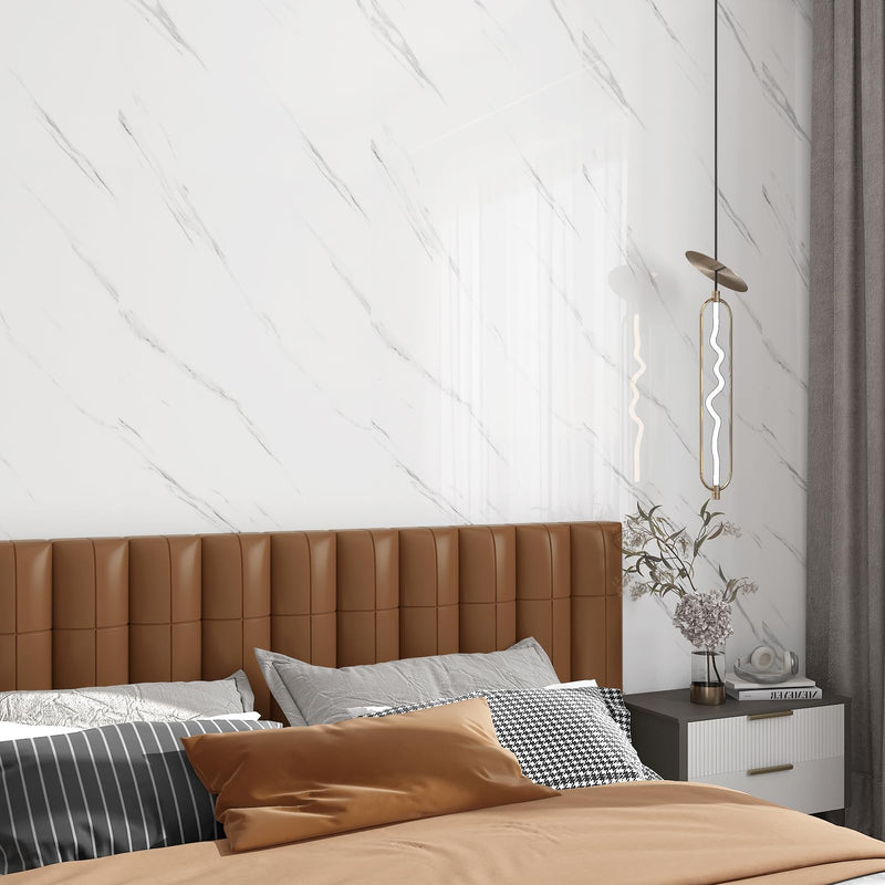 [Australia - AusPower] - YENHOME White Marble Peel and Stick Floor Tile Waterproof 15.7"X118" Peel and Stick Flooring Roll for Kitchen Bathroom Floor Tiles Self Adhesive Foam Vinyl Floor Tiles Sticker Accent Wall Panels 15.7â€œX118â€ 1 