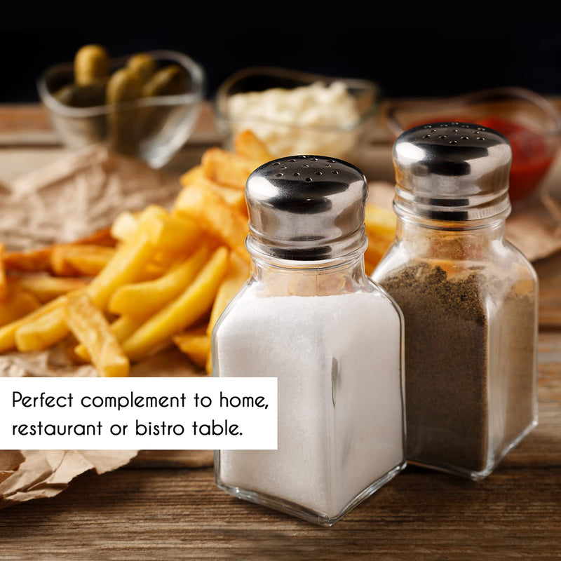 [Australia - AusPower] - Salt and Pepper Shakers Glass Set, Clear Home and Kitchen Design with Stainless Steel Lids 