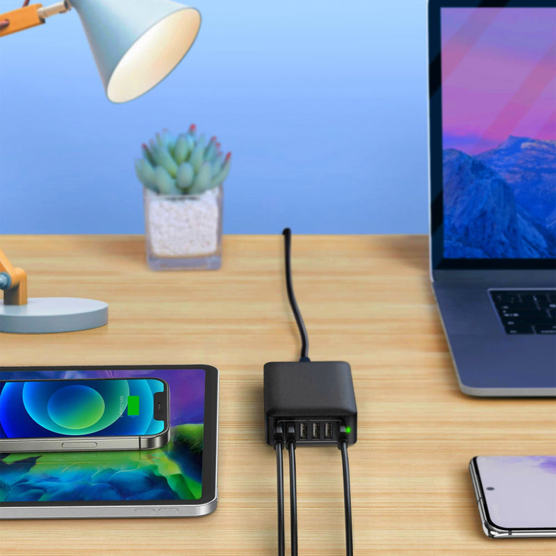 [Australia - AusPower] - USB Charging Station 60W 12A 6-Port Desktop USB Charger with Multiple Port, USB Charging Hub Compatible with iPhone 13 Pro Max Mini 12 Pro Max 11 X SE, iPad Pro Air Galaxy S21 Tablet Pixel 