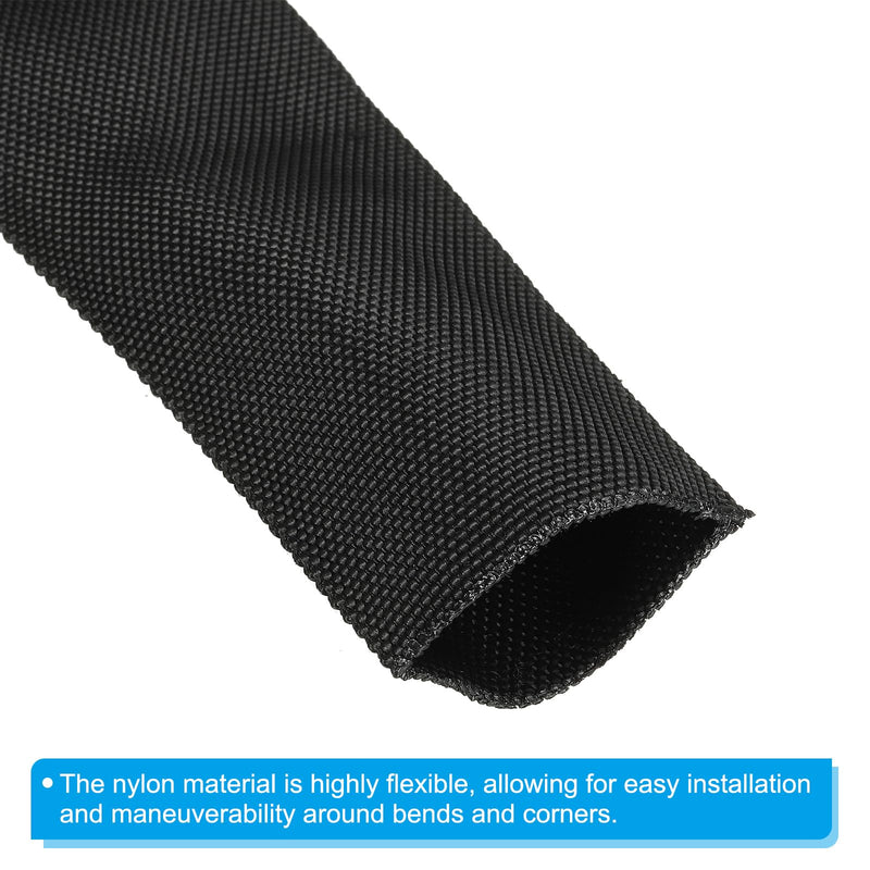 [Australia - AusPower] - PATIKIL 3.15" Flat Dia 3.3FT Nylon Protective Hose Sleeve, Cable Cover Sheath Protection for Welding Tig Torch Hydraulic Hose, Black 3.15 in x 3.3FT 