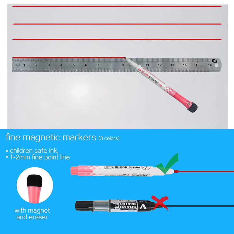 [Australia - AusPower] - Magnetic Soft White Board for Fridge/Wall w. 17 inch Length Stainless Steel Ruler A3 Size Message Center Magnet Dry Erase Board Flexible Pad Magnet Board for Kitchen, Home ,Office (whiteboard) whiteboard 