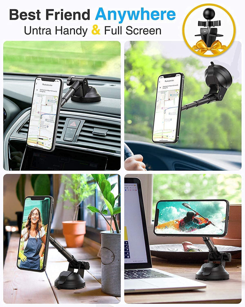 [Australia - AusPower] - VANMASS Magnetic Car Phone Mount, [Super Strong Magets & Ultra Stable] Suction Cup Phone Holder Aluminium Alloy Structure, Handsfree Dashboard Window Car Mount Compatible with All Phones 