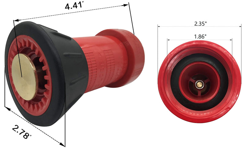 [Australia - AusPower] - Happy Tree 1-1/2" NST/NH Fire Hose Nozzle Spray Polycarbonate Jet Fog Industrial Fireman 1.5" Nozzle 75 gpm Fire Equipment FHSN02 1.5"NH/NST 