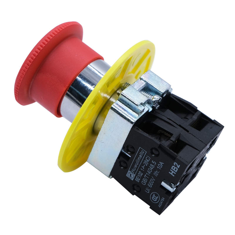 [Australia - AusPower] - mxuteuk 2NC 22mm Emergency Stop Push Button Switch Red Mushroom Equipment e Stop Shut Off Switch AC 660V 10A HB2-BS544 2 NC 