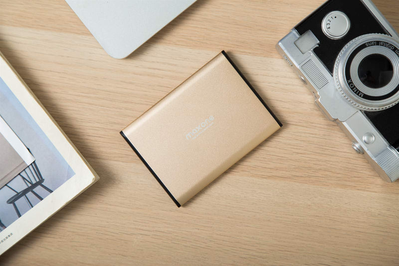 [Australia - AusPower] - Maxone 500GB Ultra Slim Portable External Hard Drive HDD USB 3.0 for PC, Mac, Laptop, PS4, Xbox one - Gold 