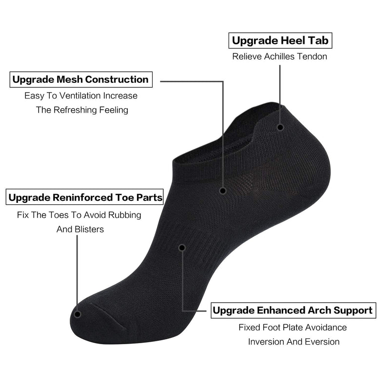 [Australia - AusPower] - Women's Ankle Athletic Running Socks-Denisy White Soft Low Cut Sports Tab Socks Black for US Shoe Size 6-9/9-11 (6 Pairs) Black (6 Pairs) 