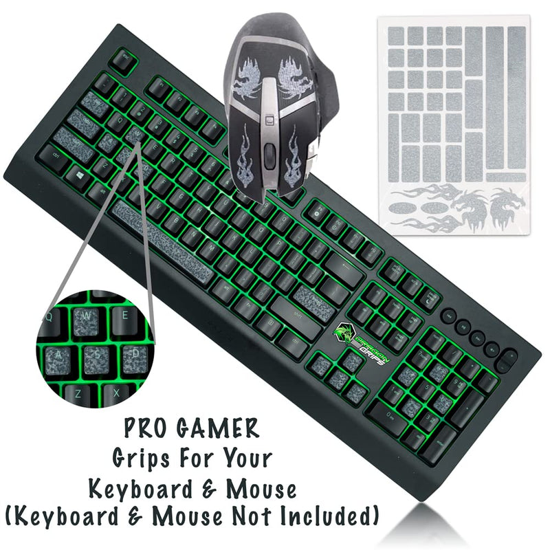 [Australia - AusPower] - Gaming Keyboard Grips Set for Backlit Keycaps Mechanical Keyboard & Gamer Mouse (Clear) Self Adhesive | Designed for Razer Redragon Logitech Corsair & All Gaming Keyboards | 35 Pc Set by Dragon Grips 