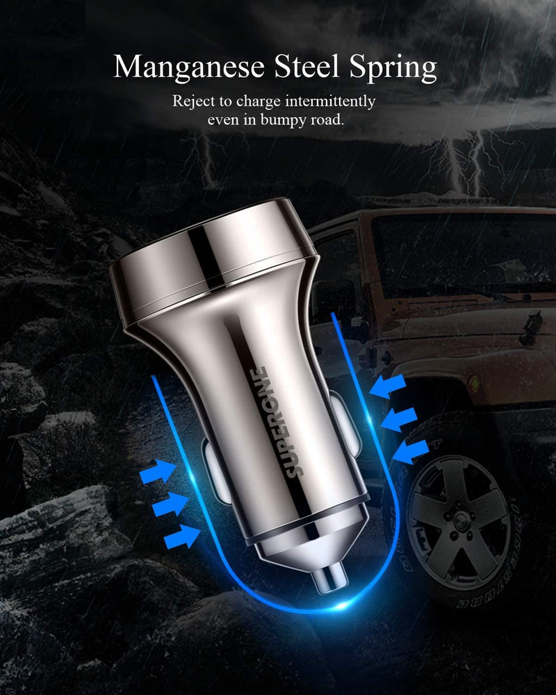 [Australia - AusPower] - USB C Car Charger [Pure Copper], SUPERONE 45W Dual USB Car Charger Adapter with 27W PD Port, QC 3.0 and LED Voltmeter foriPhone 13 12 Pro Max/Pro/Mini, Google Pixel 6/5/4, Samsung S21/20 and More 