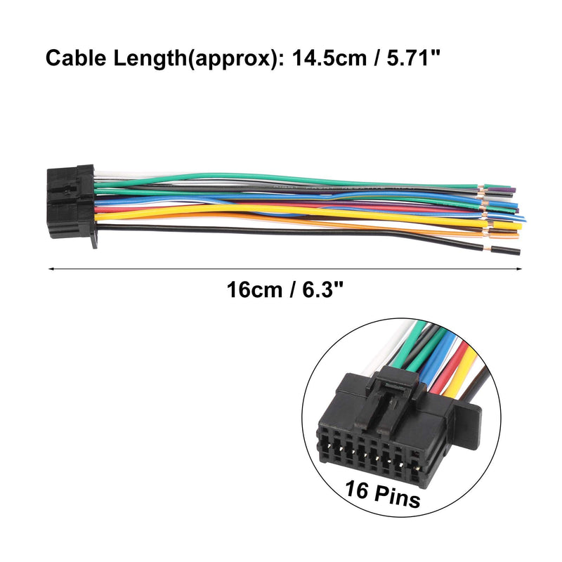 [Australia - AusPower] - X AUTOHAUX Car Stereo CD Player Wiring Harness Wire Radio Adapter Install Plug 16 Pins for Kenwood 