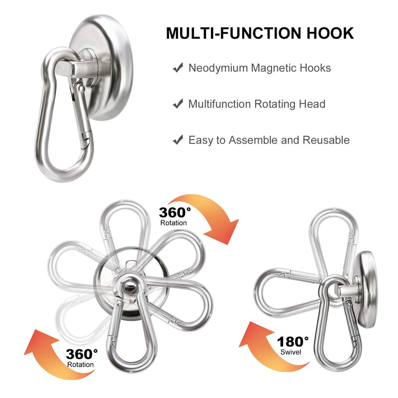 [Australia - AusPower] - DIYMAG Magnetic Hooks,100LBS Strong Heavy Duty Neodymium Magnet Hooks with Swivel Carabiner Hook,Great for Your Refrigerator and Other Magnetic Surfaces,Pack of 7 Swivel Hook 32mm-7P 