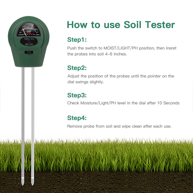 [Australia - AusPower] - DEVENTORZ Moisture Meter 3 in 1 Soil Test Kit, Soil Moisture Meter,Soil PH Meter, Soil Hygrometer Sensor for Gardening, Farming, Indoor and Outdoor Plants, No Batteries Required 