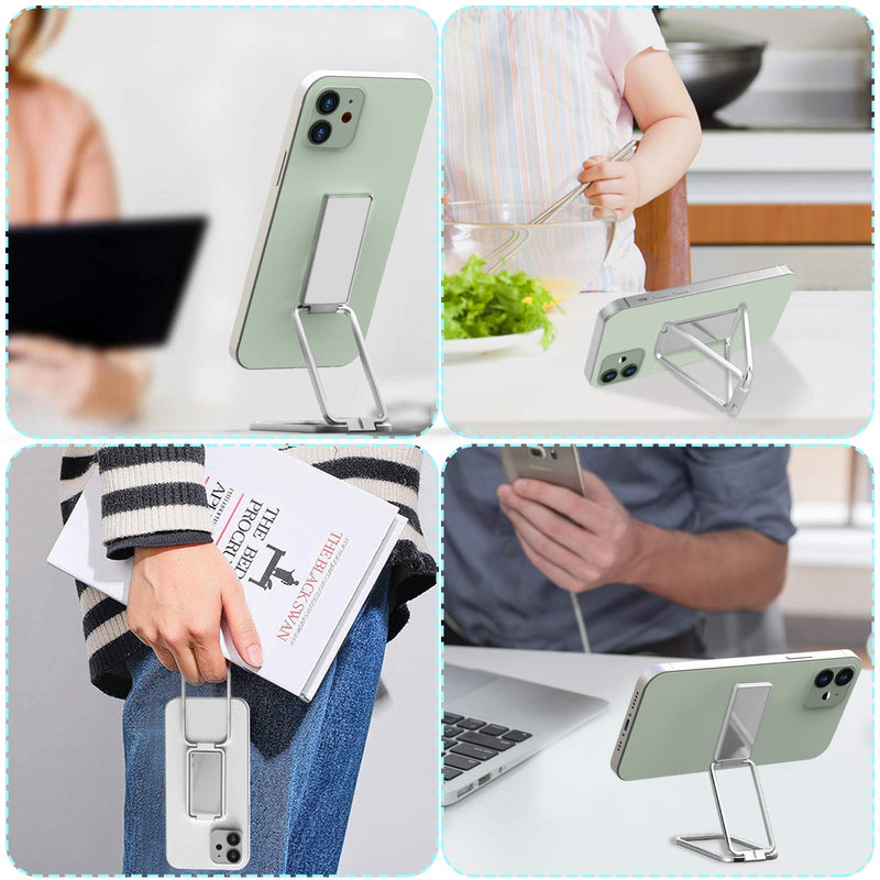 [Australia - AusPower] - Phone Ring Holder, Senose Phone Kickstand Holder for Hand, Foldable Phone Finger Holder Grip for Magnetic Car Mount Compatible with iPhone Any Smartphone, Silver 