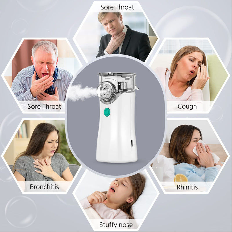 [Australia - AusPower] - Portable Nebulizer, Nebulizer Machine for Adults and Kids, Ultrasonic Mesh Nebulizer for Breathing Problems of Adults and Kids, Used at Home, Outdoor, Office 