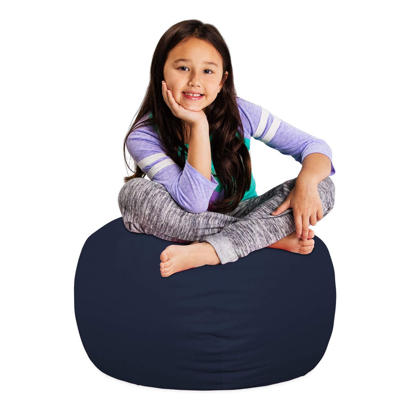 [Australia - AusPower] - Posh Stuffable Kids Stuffed Animal Storage Bean Bag Chair Cover - Childrens Toy Organizer, Medium 27" - Solid Navy Blue 27in - Medium 