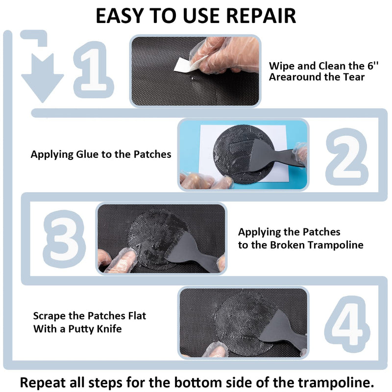[Australia - AusPower] - ifeolo Trampoline Patch Repair Kit 4 inch Circle On Patches | Repair Trampoline Mat Tear or Hole in a Trampoline Mat 2 Piece 