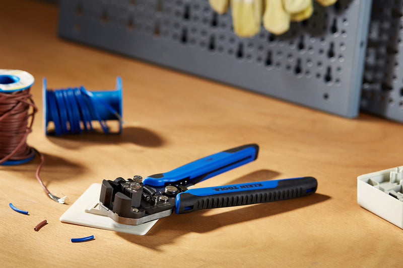 [Australia - AusPower] - Klein Tools 11061 Wire Stripper / Wire Cutter for Solid and Stranded AWG Wire, Heavy Duty Kleins are Self Adjusting Blue/Black 