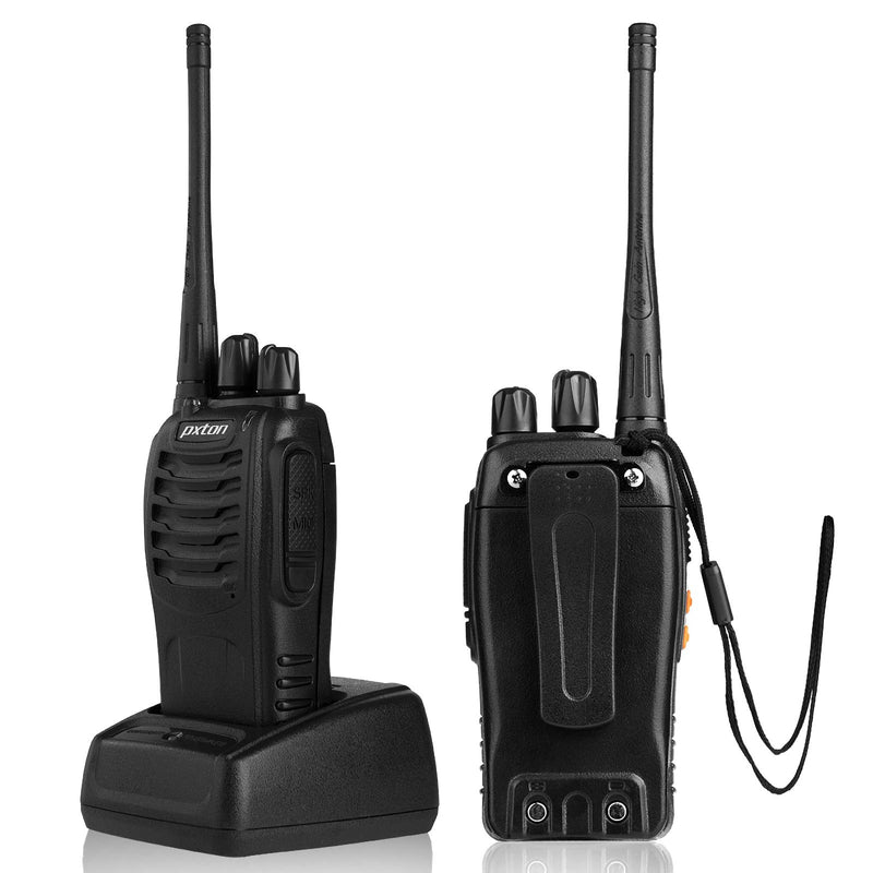 [Australia - AusPower] - pxton Walkie Talkies Rechargeable Long Range Two-Way Radios with Earpieces,2-Way Radios UHF Handheld Transceiver Walky Talky with Flashlight Li-ion Battery and Charger（2 Pack） 
