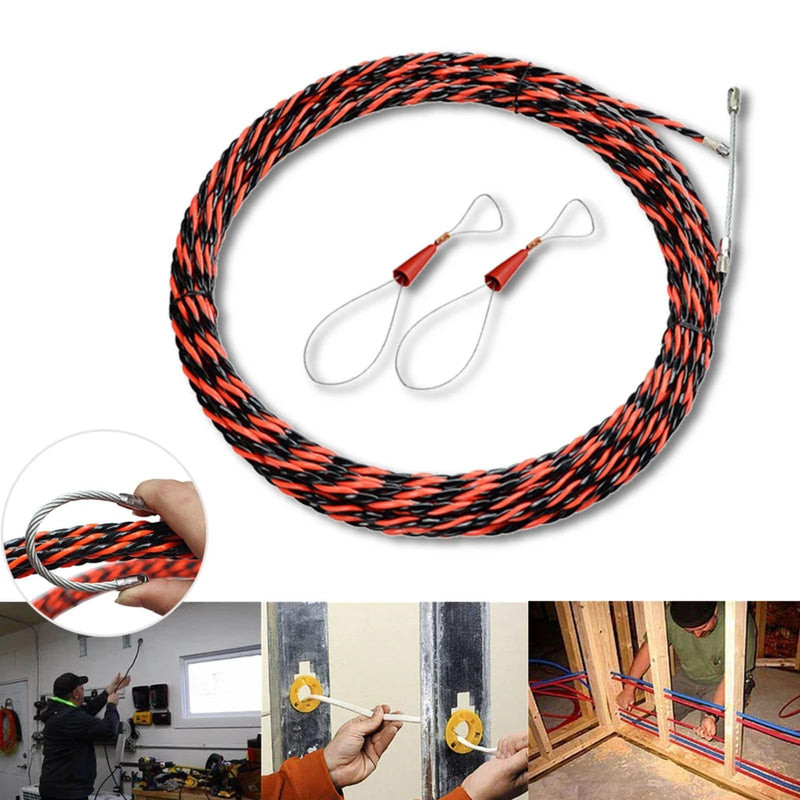 [Australia - AusPower] - ninesung Fish Tape, 33FT (10M) Wire Puller Through Wall Wire Threader OD 6mm Plus Fish Cable Fastener with Steel Rope 33FT (10M) 