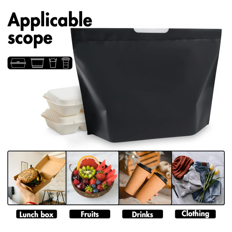 [Australia - AusPower] - Firekylin Take Out Bags with Handles,Tamper Evident To Go Bags Food Bags for Restaurants,Carry Out,Delivery,Shopping,Reusable Tamper Proof Water Proof Adhesive Seal Plastic Bags (50 PCS) (Small, Black) Small 