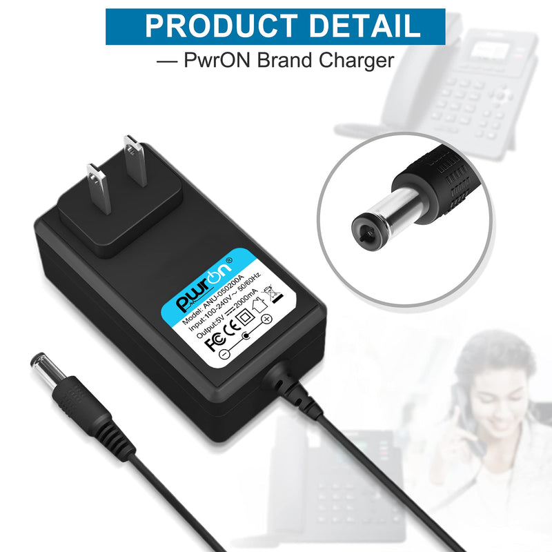 [Australia - AusPower] - PwrON AC DC Power Adaptor for Yealink T3, T29G, T46S, T46G & T48G IP Phones, YEA-PS5V2000US Yealink 5-Volt 2-amp Power Cord 