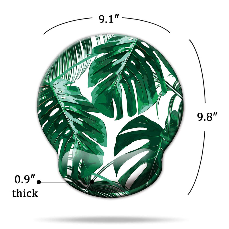 [Australia - AusPower] - Ergonomic Mouse Pad with Wrist Support,Dooke Cute Wrist Pad with Non-Slip Rubber Base for Computer, Laptop, Home Office Gaming, Working, Easy Typing & Pain Relief Tropical Leaf Green Plant 